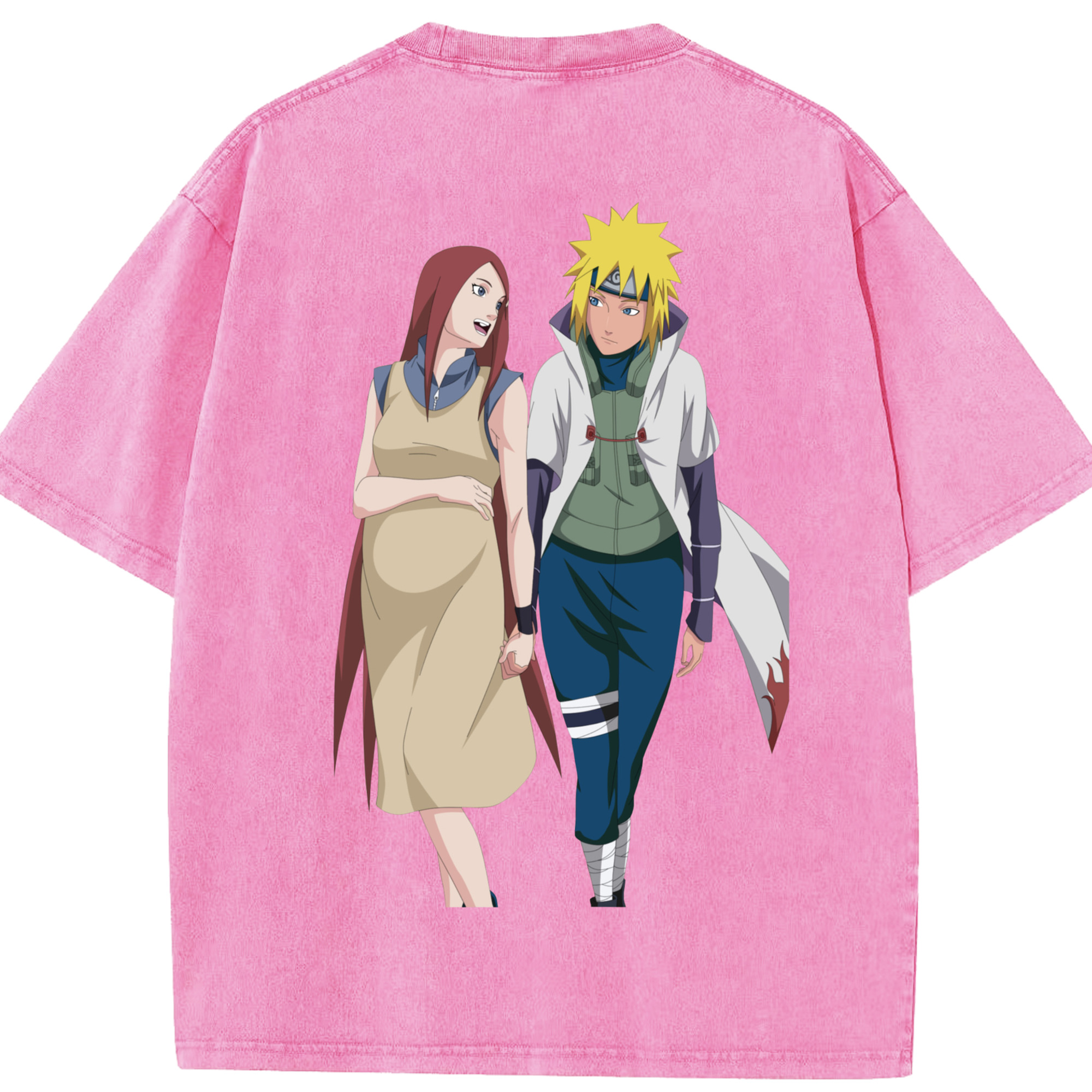 （画像用） NARUTO -ナルト- 波風 ミナト Namikaze Minato 綿100% ヴィンテージ風 半袖Tシャツ（背面プリント）